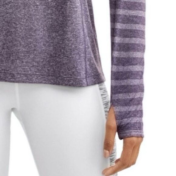 Avia Long Sleeve Performance Top With Thumbholes Purple Heather Stripes - Picture 2 of 10